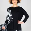 Statement Print Top in Black