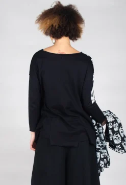 Statement Print Top in Black