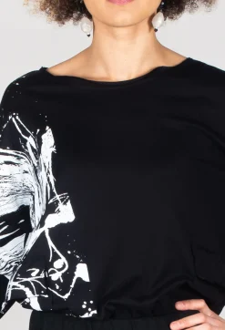 Statement Print Top in Black