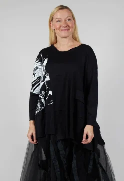 Statement Print Top in Black