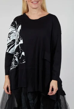 Statement Print Top in Black