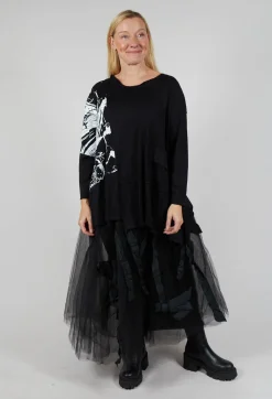 Statement Print Top in Black