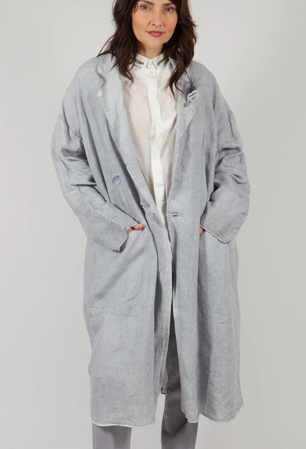 Stitch Cotton Overcoat in Original Grey
