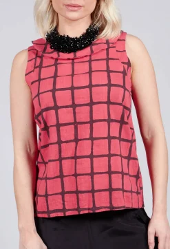 Stitch Detail Vest Top in Chili