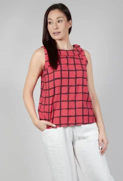 Stitch Detail Vest Top in Chili