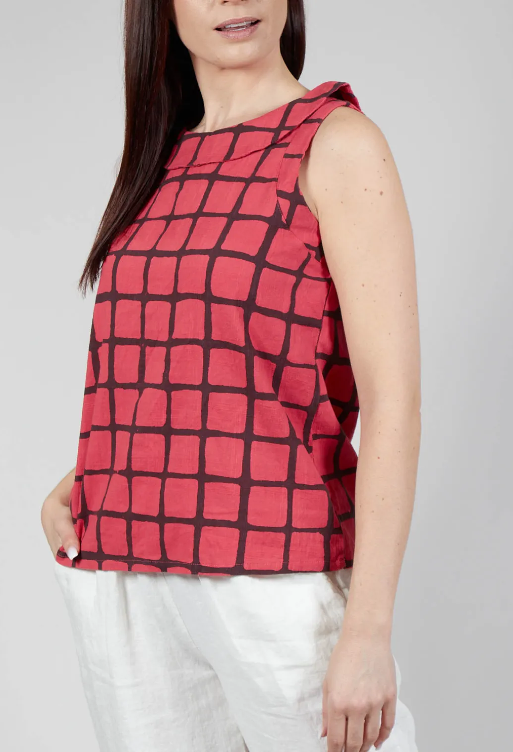 Stitch Detail Vest Top in Chili