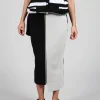 Stitch Pencil Skirt in Black and Silver