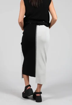 Stitch Pencil Skirt in Black and Silver