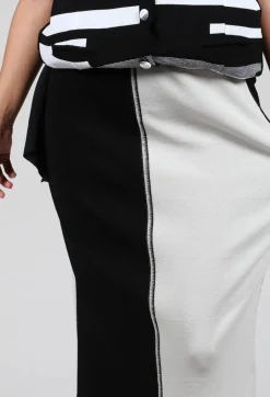 Stitch Pencil Skirt in Black and Silver