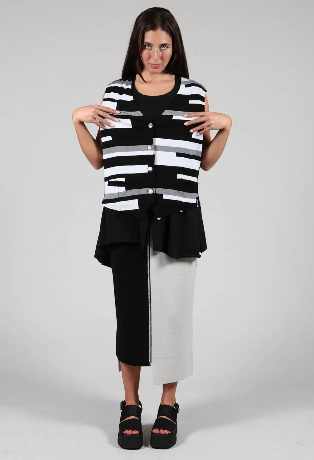 Stitch Pencil Skirt in Black and Silver
