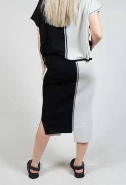Stitch Pencil Skirt in Black and Silver