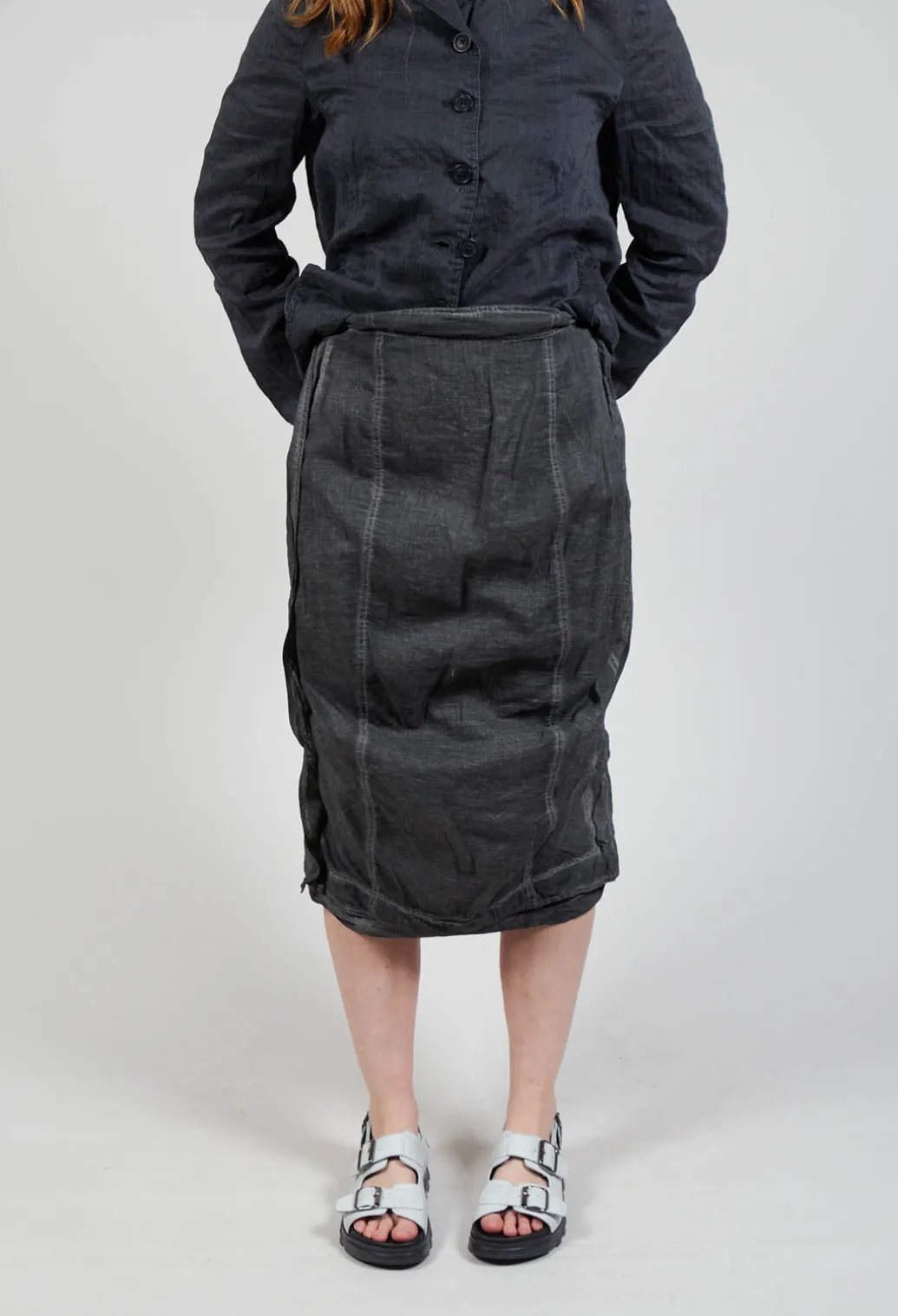 Stitch Pencil Skirt in Coal Cloud