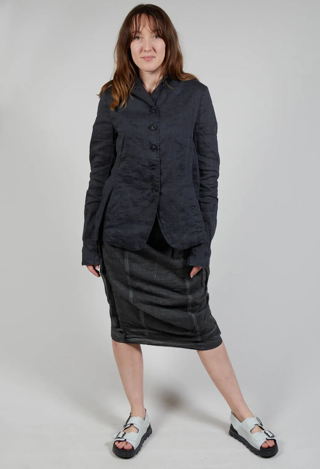 Stitch Pencil Skirt in Coal Cloud