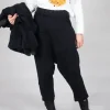 Stitched Cotton Trouers in Black