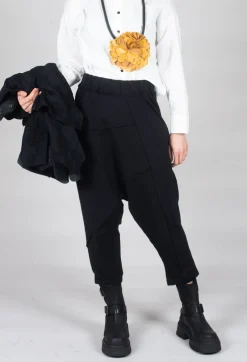 Stitched Cotton Trouers in Black