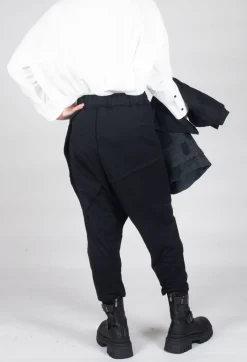Stitched Cotton Trouers in Black