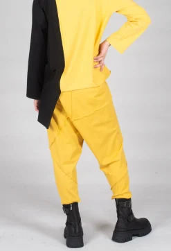 Stitched Cotton Trouers in Yellow and Black