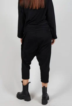 Stitched Cotton Trouers in Black