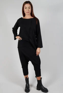Stitched Cotton Trouers in Black