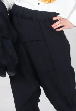 Stitched Cotton Trouers in Black