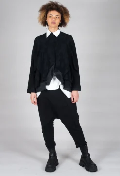 Stitched Cotton Trouers in Black
