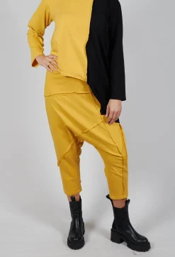 Stitched Cotton Trouers in Yellow and Black