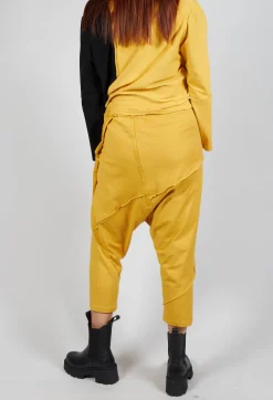 Stitched Cotton Trouers in Yellow and Black