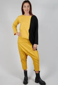 Stitched Cotton Trouers in Yellow and Black
