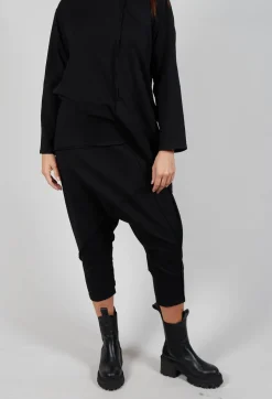 Stitched Cotton Trouers in Black