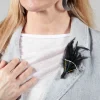 Stitched Feather Pin in Original Black