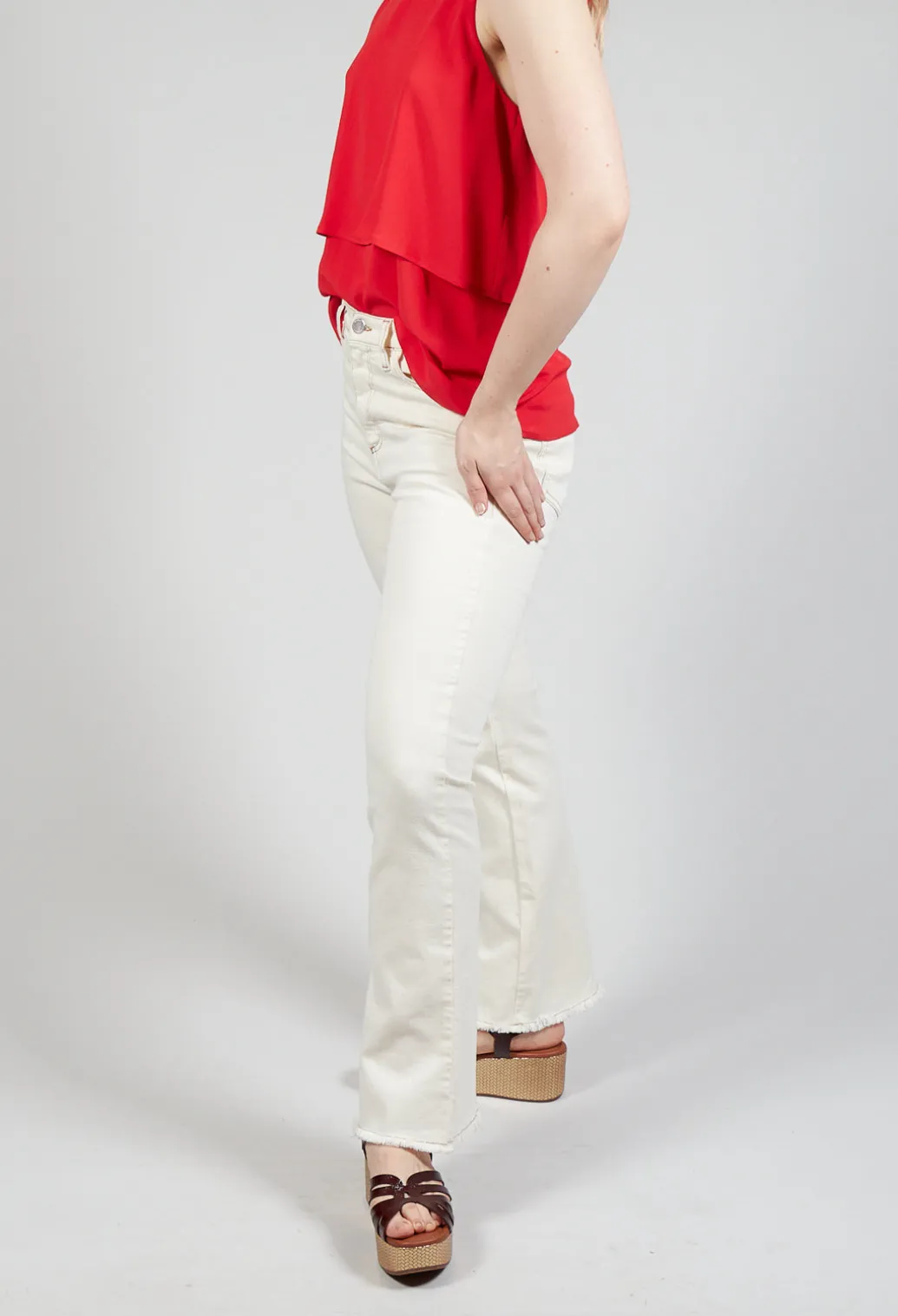 Straight Leg Beige Jeans