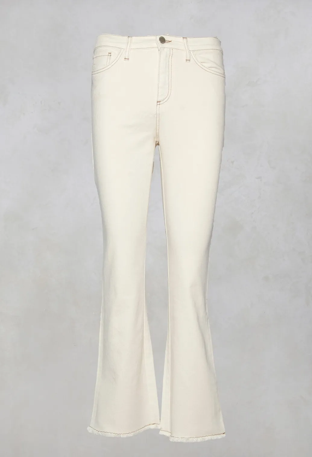 Straight Leg Beige Jeans