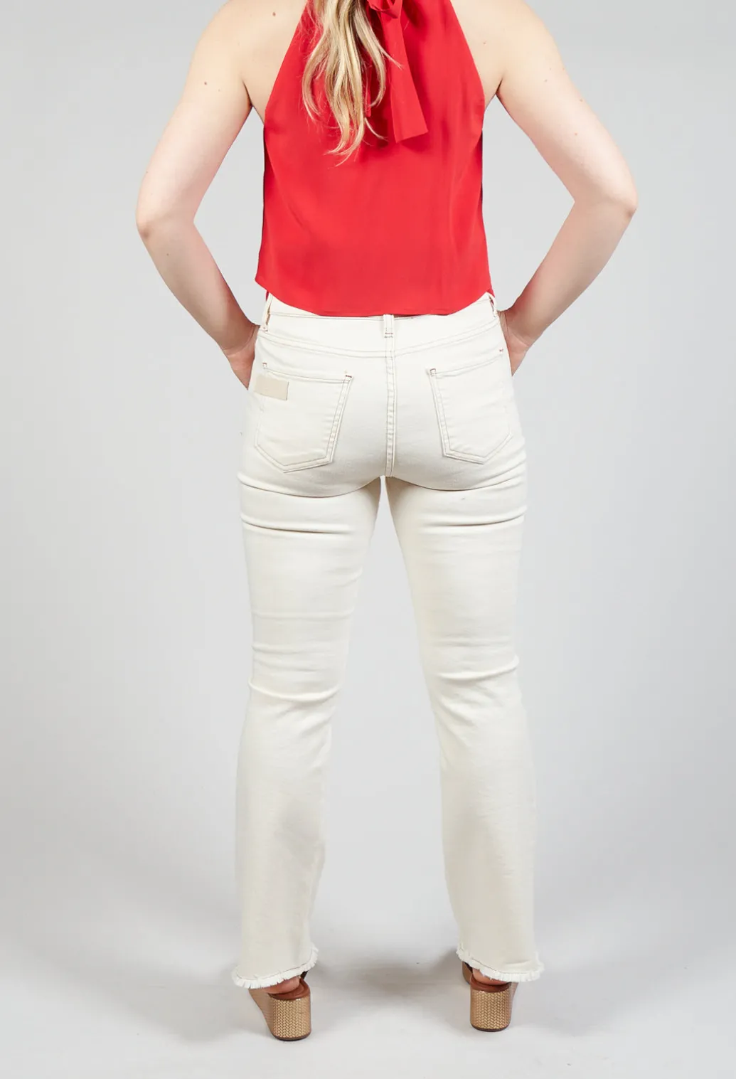 Straight Leg Beige Jeans