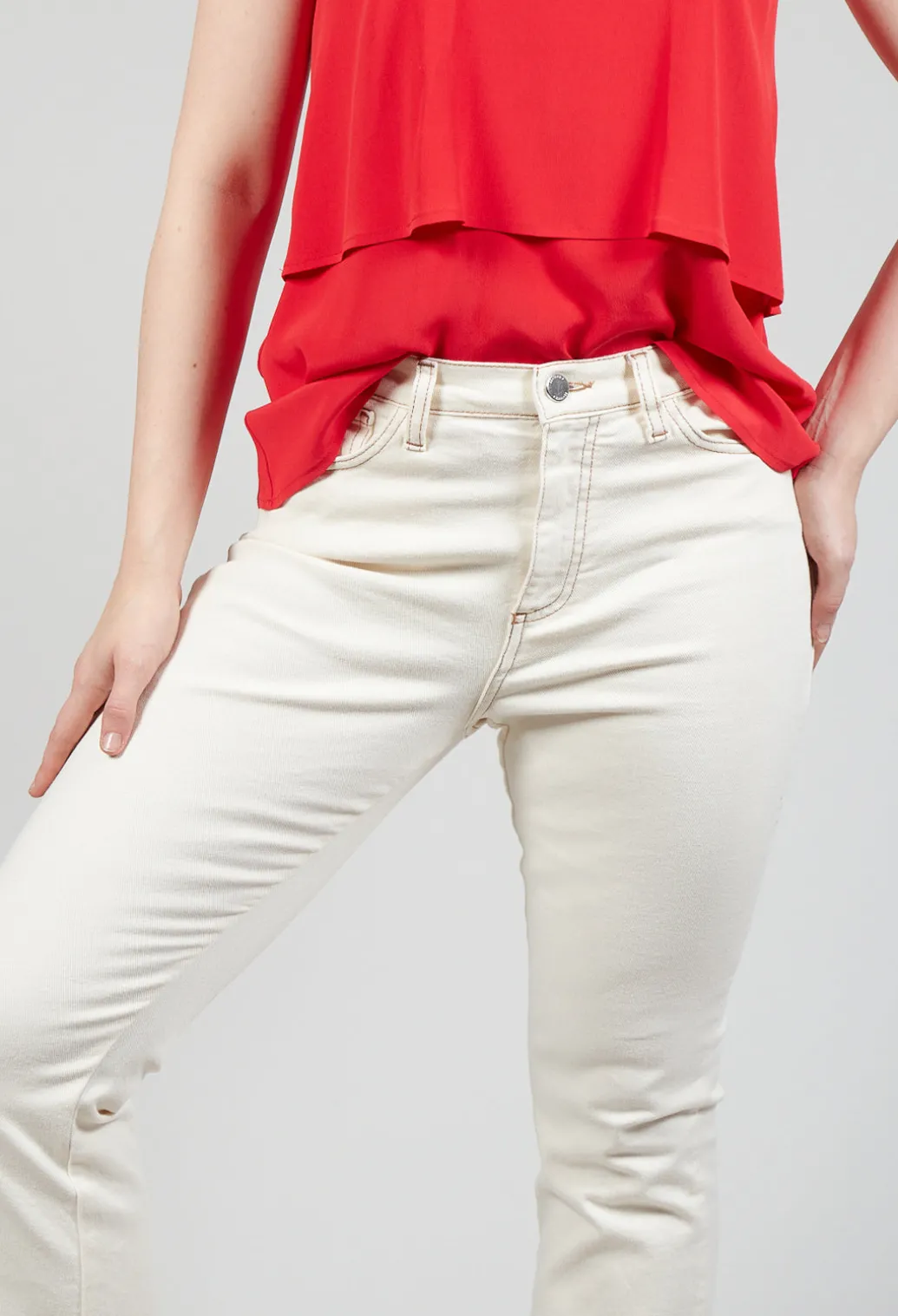 Straight Leg Beige Jeans
