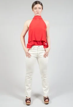 Straight Leg Beige Jeans