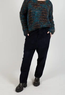 Straight Leg Cord Trousers in Navy