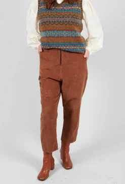 Straight Leg Cord Trousers in Brown