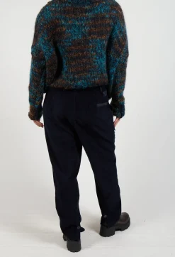 Straight Leg Cord Trousers in Navy