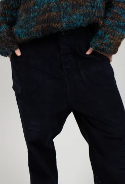 Straight Leg Cord Trousers in Navy