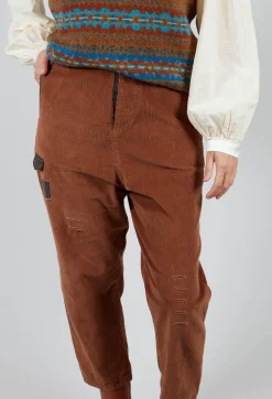 Straight Leg Cord Trousers in Brown