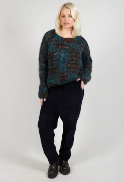 Straight Leg Cord Trousers in Navy