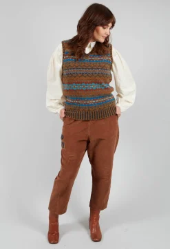 Straight Leg Cord Trousers in Brown