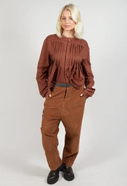 Straight Leg Cord Trousers in Brown