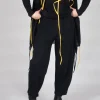 Straight Leg Cotton Trousers in Black