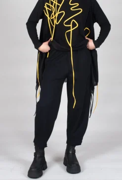 Straight Leg Cotton Trousers in Black
