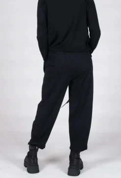 Straight Leg Cotton Trousers in Black