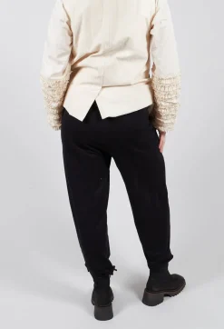 Straight Leg Cotton Trousers in Black