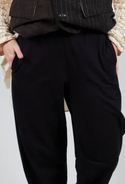 Straight Leg Cotton Trousers in Black