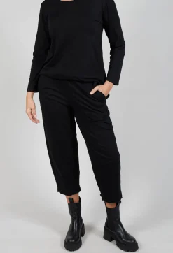 Straight Leg Cotton Trousers in Black