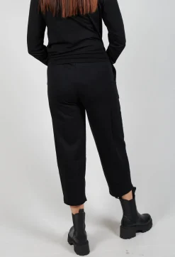 Straight Leg Cotton Trousers in Black